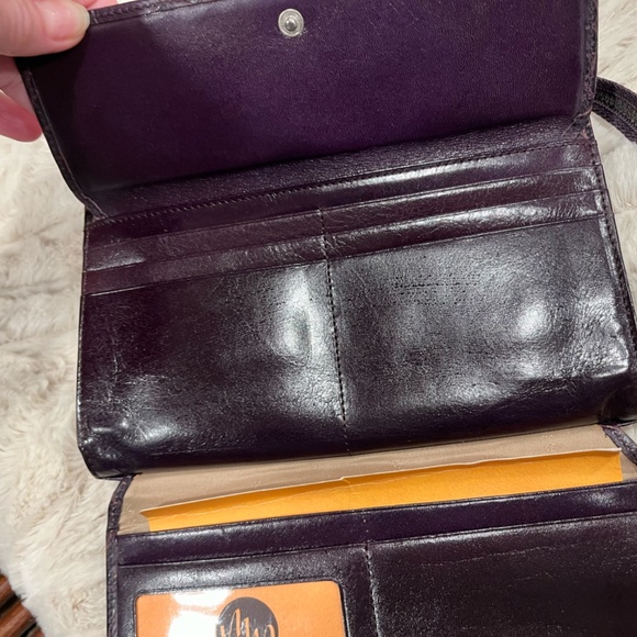 Monsac Deep Purple Croc Embossed Leather Small Crossbody Wallet Bag NWT - Picture 5 of 8